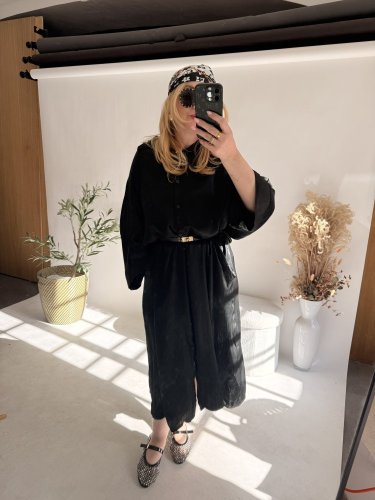 Košeľové šaty viskoza-čierné