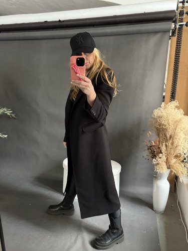 Kabát Jarní ve stylu dlouhého saka-černý