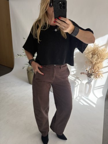 Nohavice Emma dlhé barrel jeans-hnedé