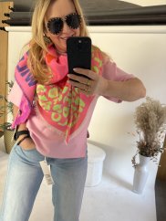 Šála Wild Love-růžová