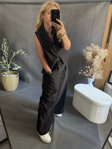 Nohavice so šnúrkou Sun čierné