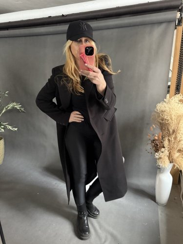 Kabát Jarní ve stylu dlouhého saka-černý