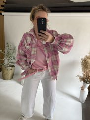 Košile kostkovaná bavlna-dark pink
