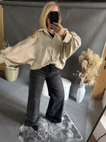 Košeľa  oversize rukáv beige