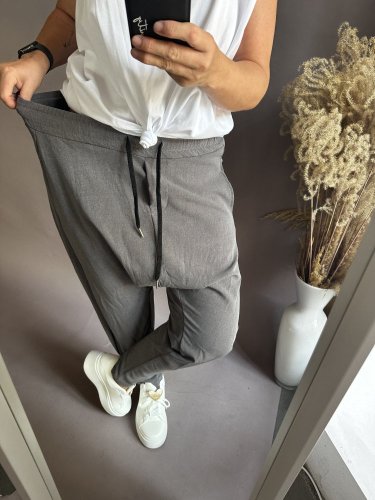 Tepláky nasrávací Velvet-šedé