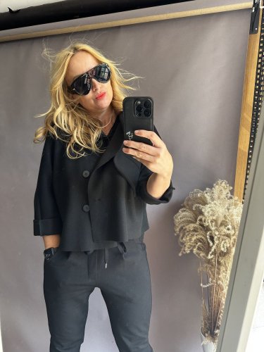 Kabátik Crop SUN-čierny