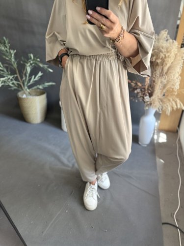 Kalhoty nasrávací Tencil-béžová