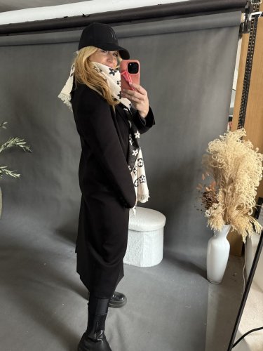 Kabát Jarní ve stylu dlouhého saka-černý