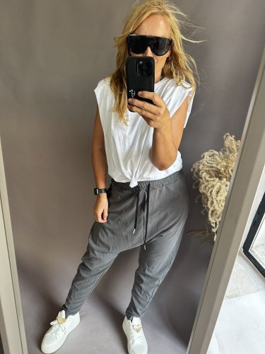 Tepláky nasrávací Velvet-šedé