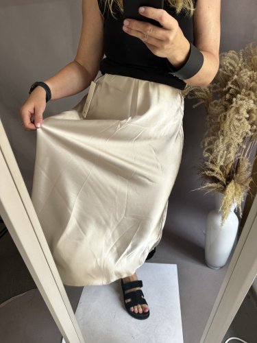 Saténová sukňa Amber-krémovo-zlatá