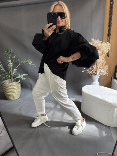 Košeľa oversize rukáv-čierna