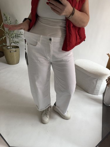 Džínsy New York--elastické, pohodlné-bílé