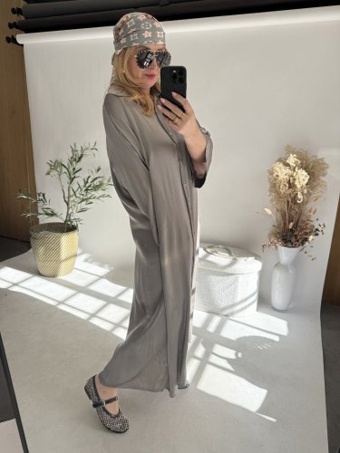 Košeľové šaty viskoza-mocca