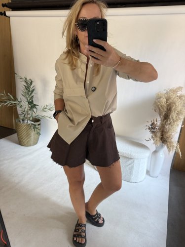 Košile knoflíky a stojáče SUN-béžová