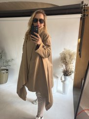 Kabát Sun asymetrický-UNISIZE OVERSIZE-biege