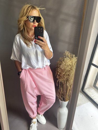 Tepláky nasrávacie Mega-růžové