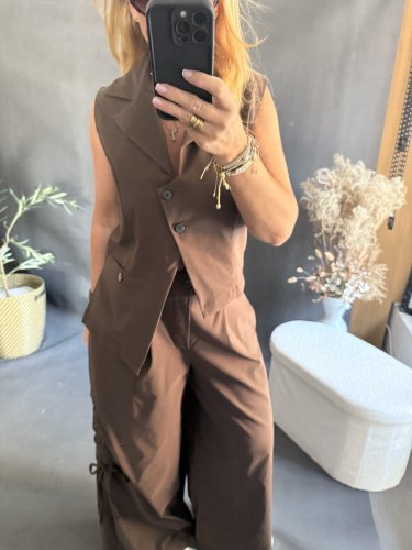 Asymetrická vesta Sun 3-hnědá