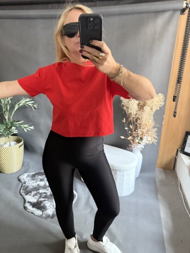 Tričko CROP viskoza-červené