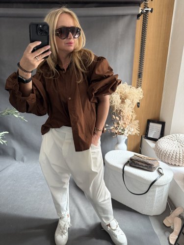 Košile oversize rukáv-hnědá