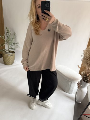 Svetr Goodvibes-UNI SIZE-béžová