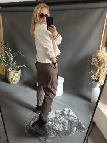 Nohavice Blair bavlnené- hnědé