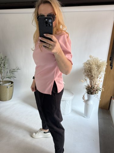 Tričko s vypchávkami Star -neoprén nekrčivý-losos