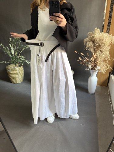 Kalhoty Pantagonna ve stylu sukně -bielé