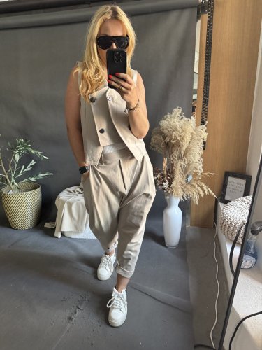 Nohavice SUN bez gombíka do 3XL-béžová