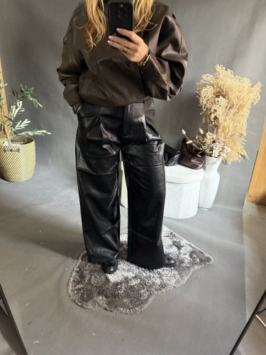 Kalhoty koženka Soka-černé