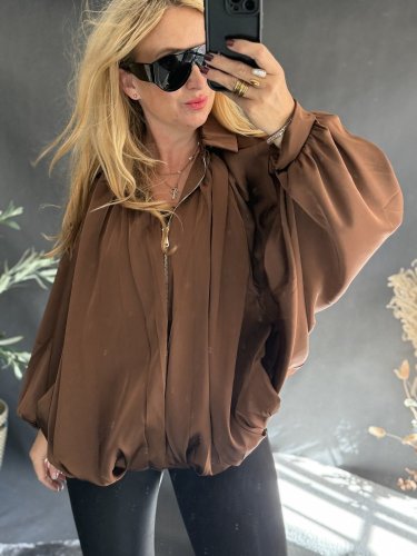 Bomber saténový hnědý