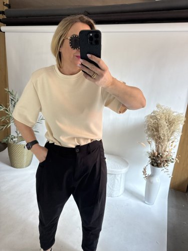 Tričko s vypchávkami Star -neoprén nekrčivý-krémová