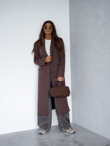 Kabát Jarní ve stylu dlouhého saka-hnědý