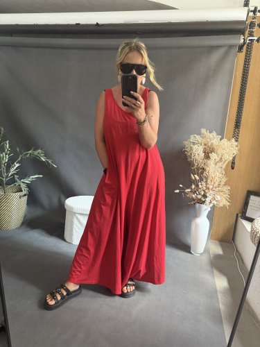 Overal SUN bavlna Oversize-čiervený