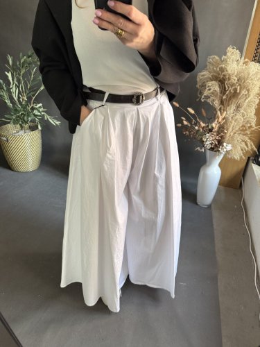 Kalhoty Pantagonna ve stylu sukně -bielé