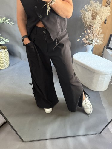 Nohavice so šnúrkou Sun čierné