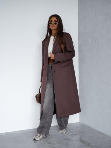 Kabát Jarní ve stylu dlouhého saka-hnědý