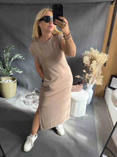 Šaty Basic dlouhé-mocca