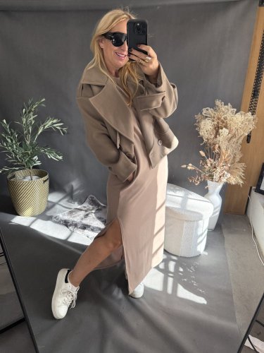 Šaty Basic dlouhé-mocca