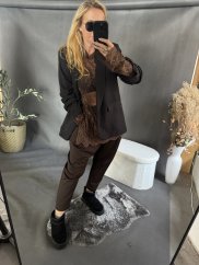 Tričko oversize lase priehľadné-hnedá