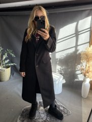 Kabát Jarní ve stylu dlouhého saka-černý