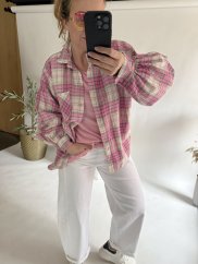 Košile kostkovaná bavlna-dark pink