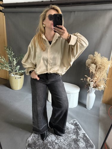 Košeľa  oversize rukáv beige