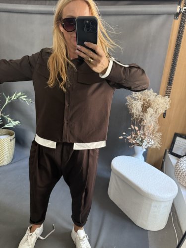 Kabátek Sun 2v1 s košilí-hnědý