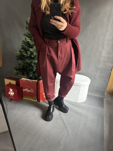 Nohavice s nižším sedom Blair-vínová -postavu 34-40