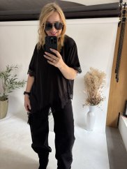 Tričko s čipkou-čierná