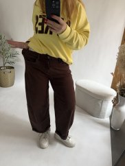 Džínsy New York--elastické, pohodlné-hnedé