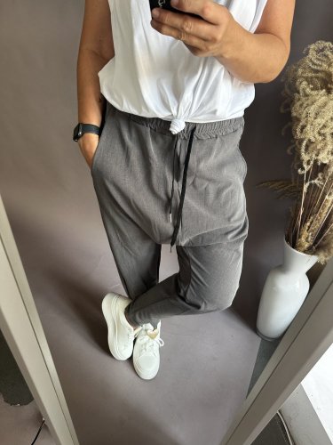 Tepláky nasrávací Velvet-šedé