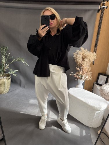 Košeľa oversize rukáv-čierna