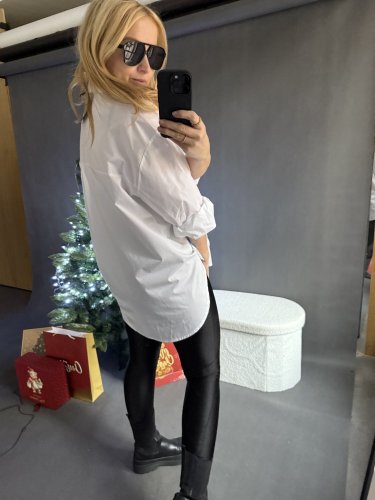 Košeľa Brošňa Oversize bavlna-bielá