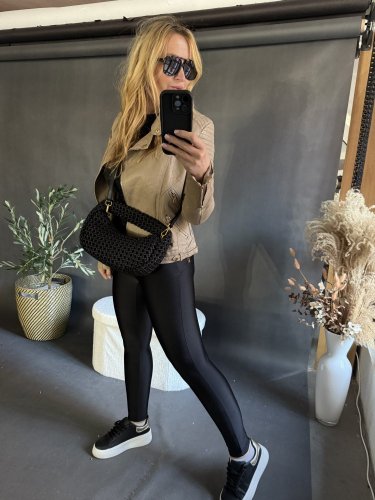 BODYSLIM LEGÍNY S PREŠITÍM - ČIERNá-nvý strih bez vreciek - Velikost: S